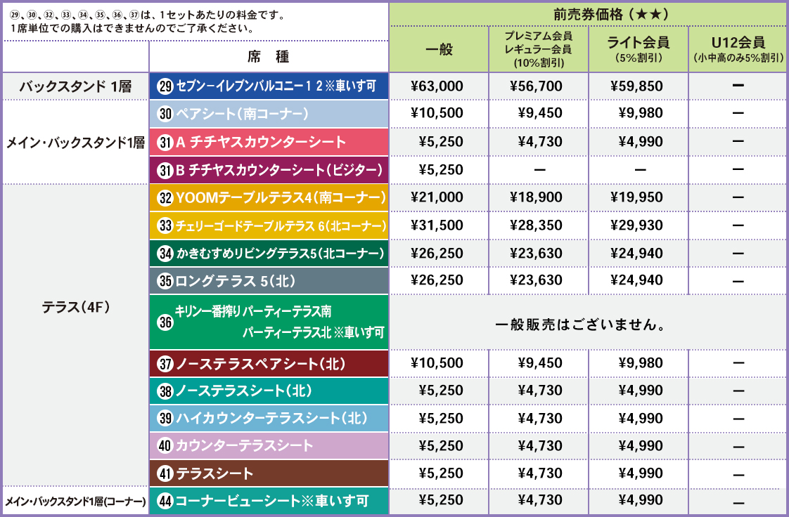 バラエティー席（前売券） 