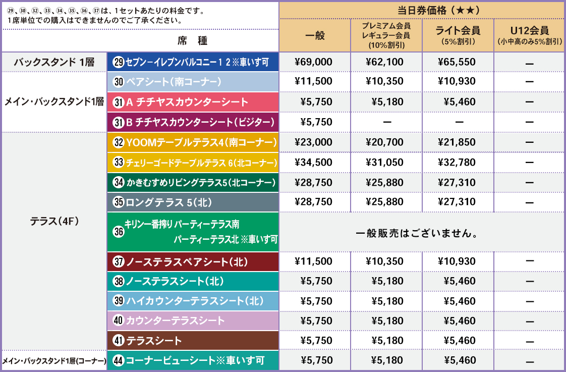 バラエティー席（当日券）