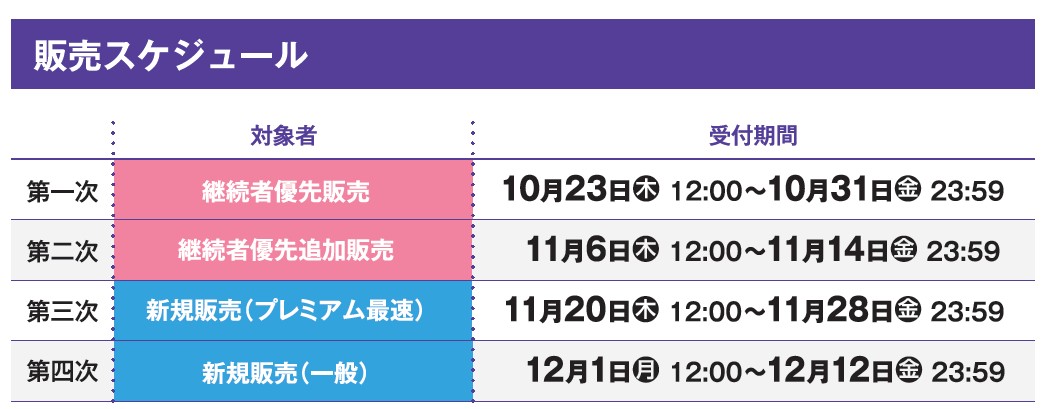 販売スケジュール