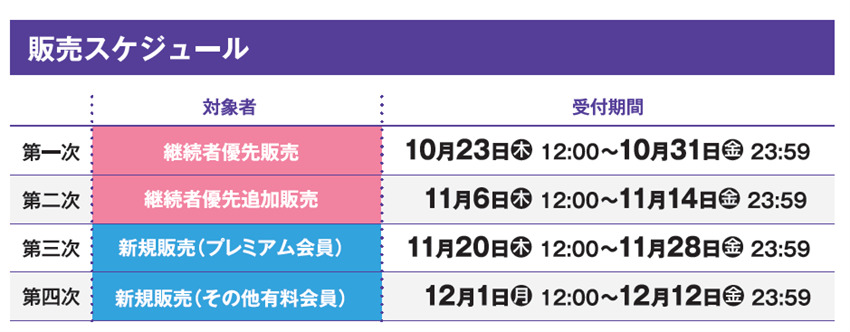 販売スケジュール