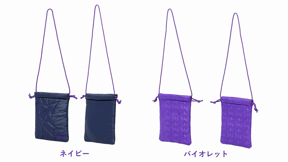 キルティング巾着ショルダーバッグ（バイオレット／ネイビー）