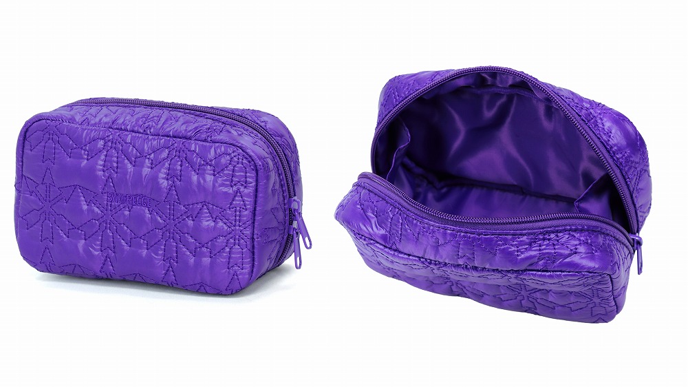 キルティング巾着マチ付きポーチ（バイオレット）