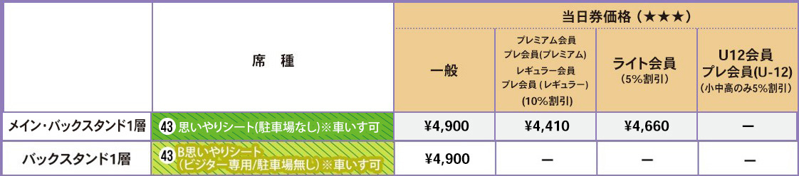 車いす席（前売販売限定）