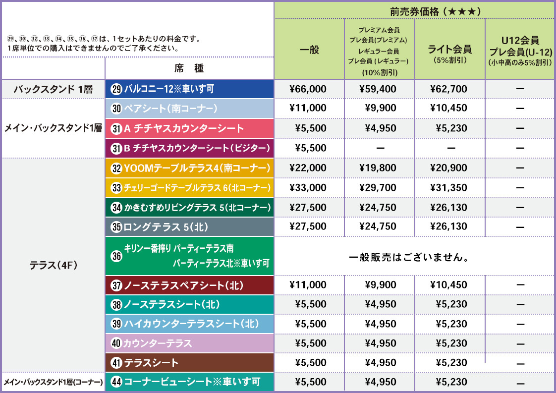 バラエティー席（前売券）
