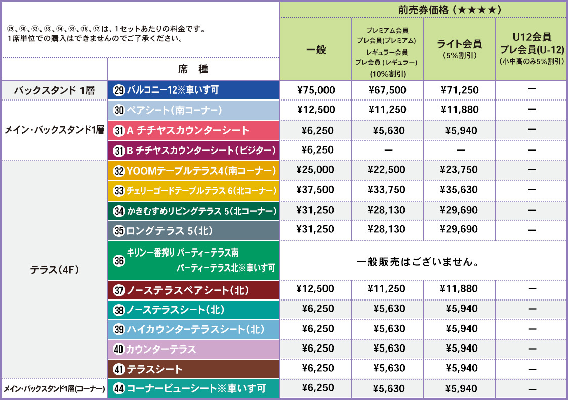 バラエティー席（前売券）
