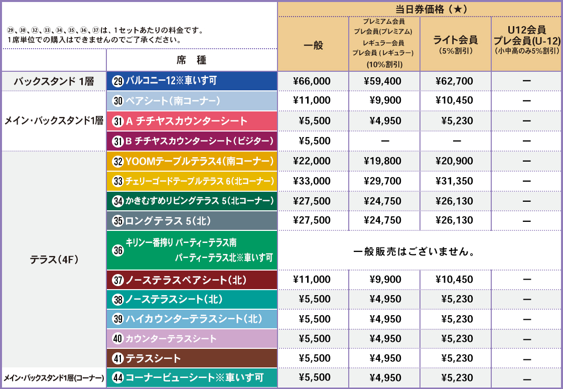 バラエティー席（当日券）