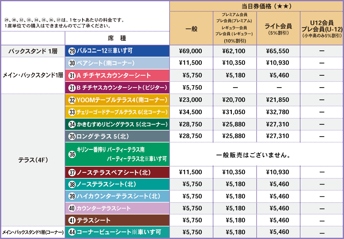 バラエティー席（当日券）