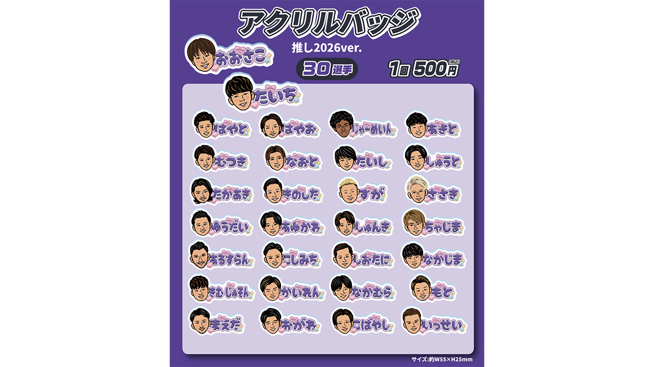 【カプセルトイ】26 イラスト アクリルバッジ 推し2026ver.（全30種）