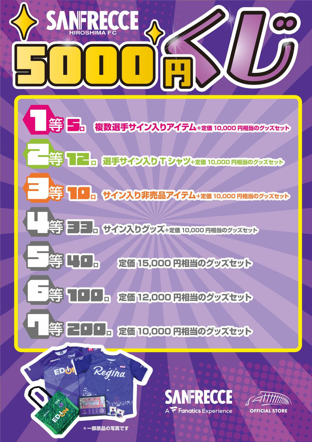 選手サイン入りアイテムあり！400口限定くじ