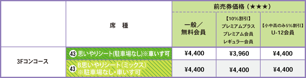 車いす席（前売販売限定）