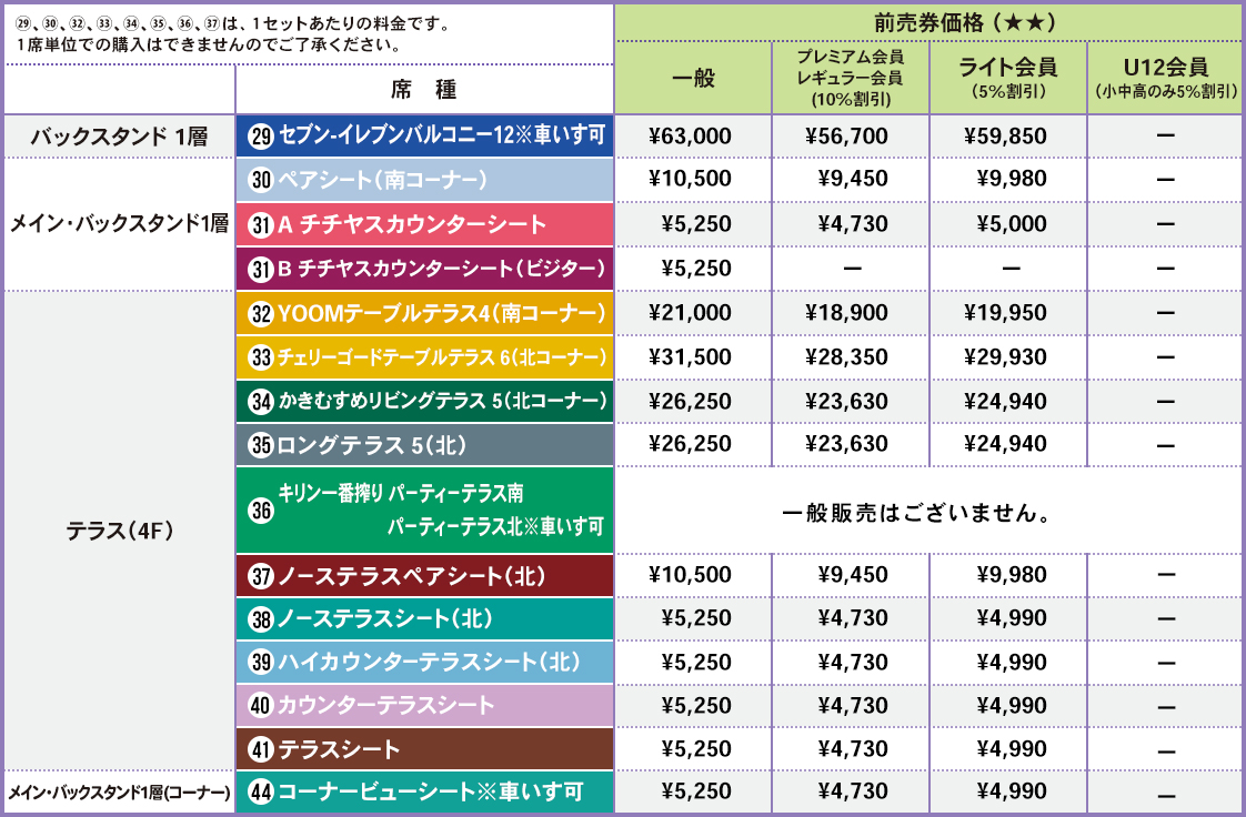 バラエティー席（前売券）