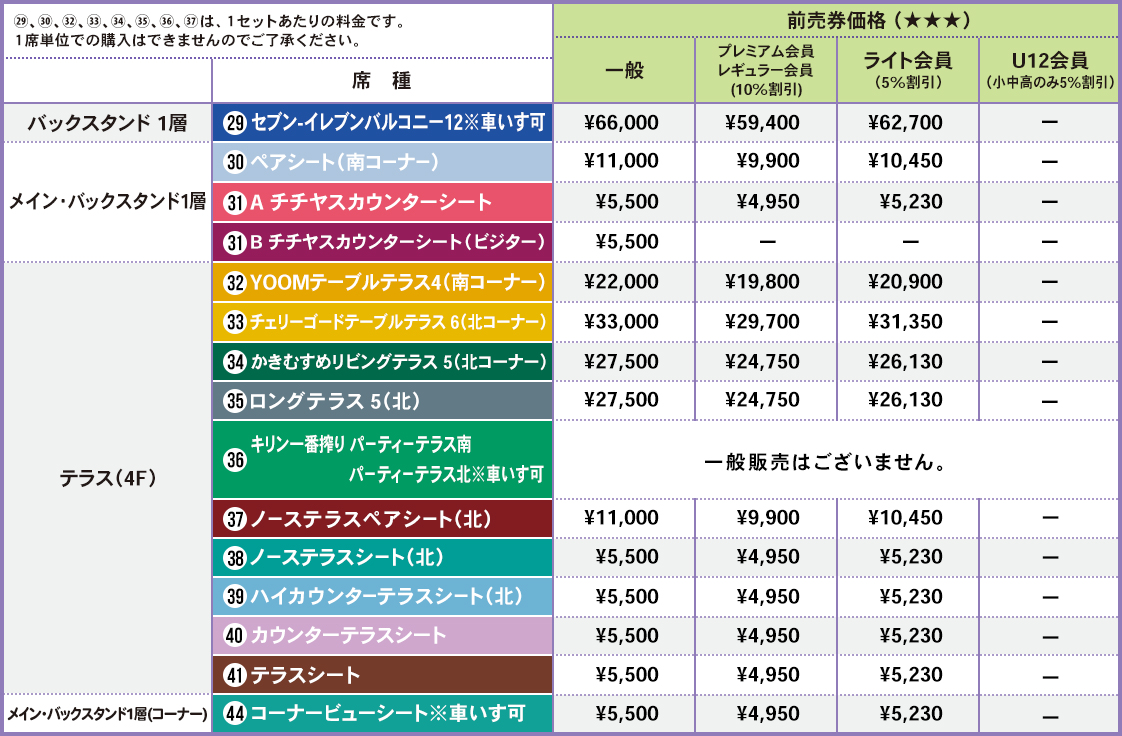 バラエティー席（前売券）
