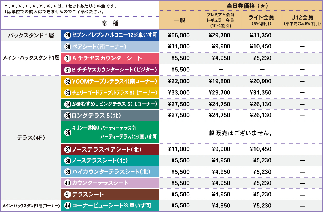 バラエティー席（当日券）