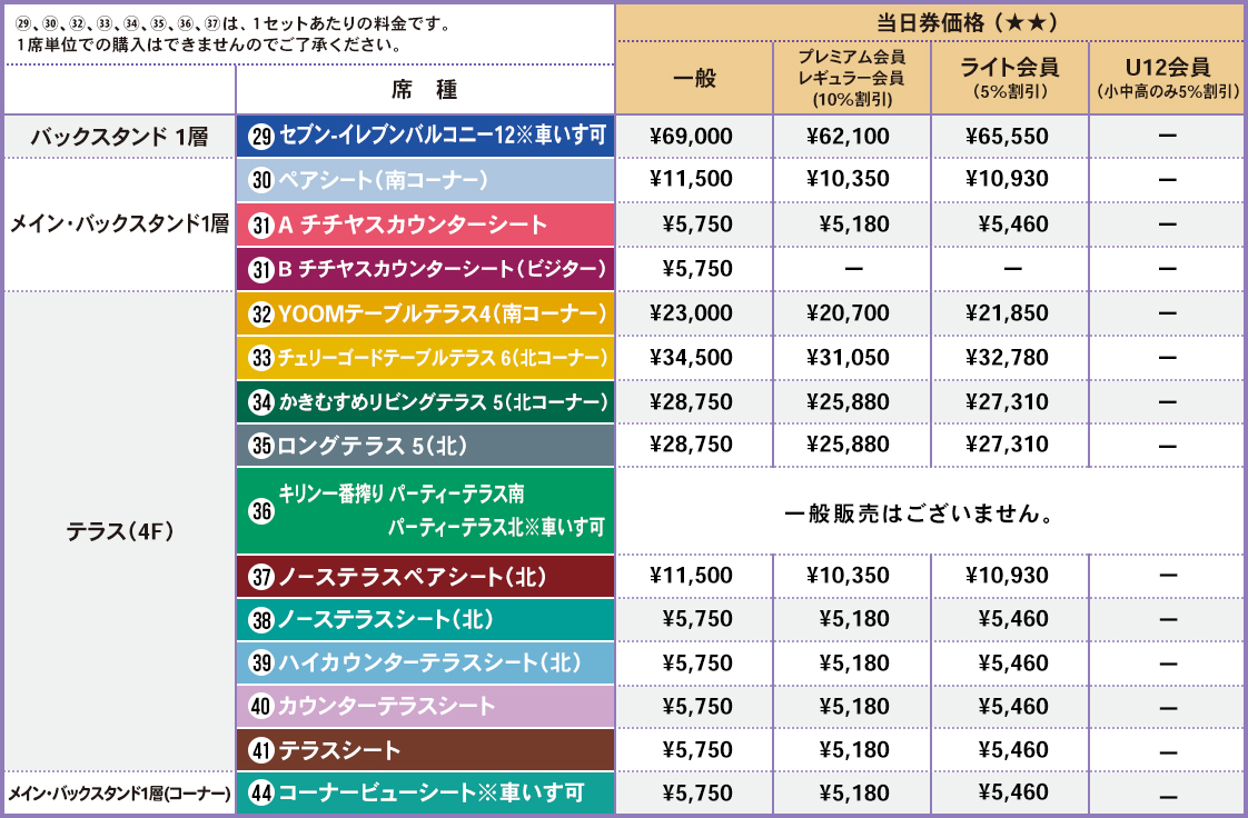 バラエティー席（当日券）